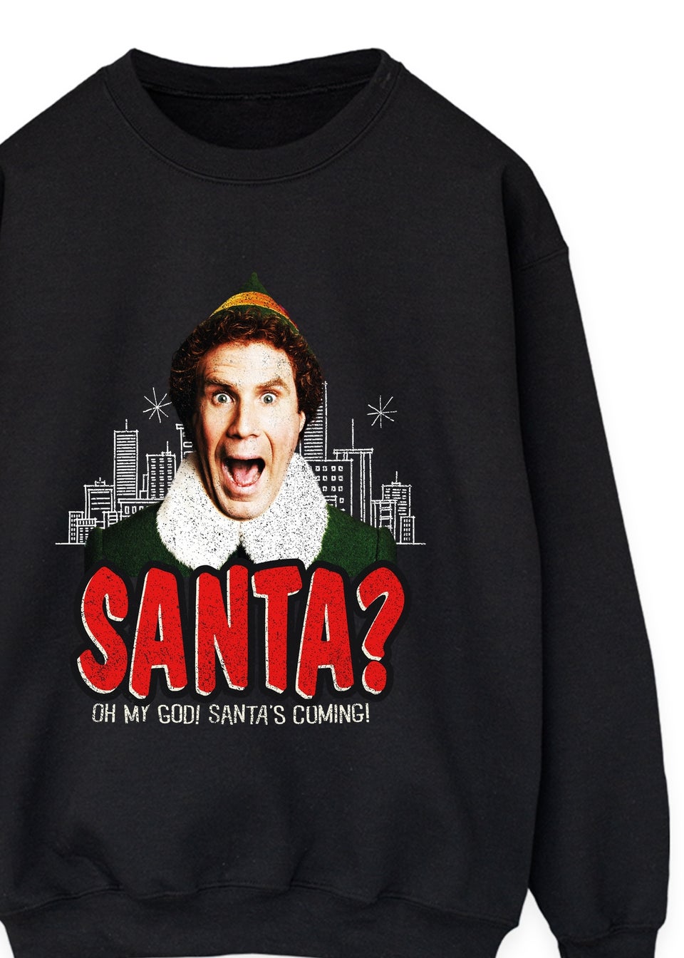 Elf Omg Santa Christmas Black Graphic Sweatshirt