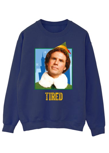 Elf Tired Christmas Navy Blue Graphic Sweatshirt