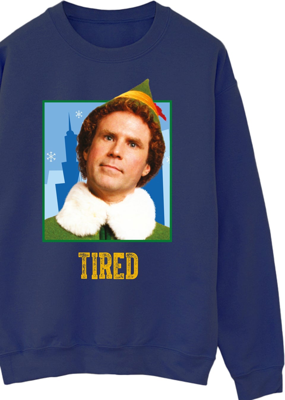 Elf Tired Christmas Navy Blue Graphic Sweatshirt