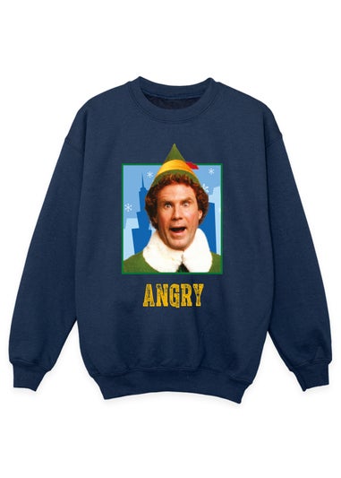 Elf Angry Christmas Boys Navy Blue Graphic Sweatshirt (3-13 Years)