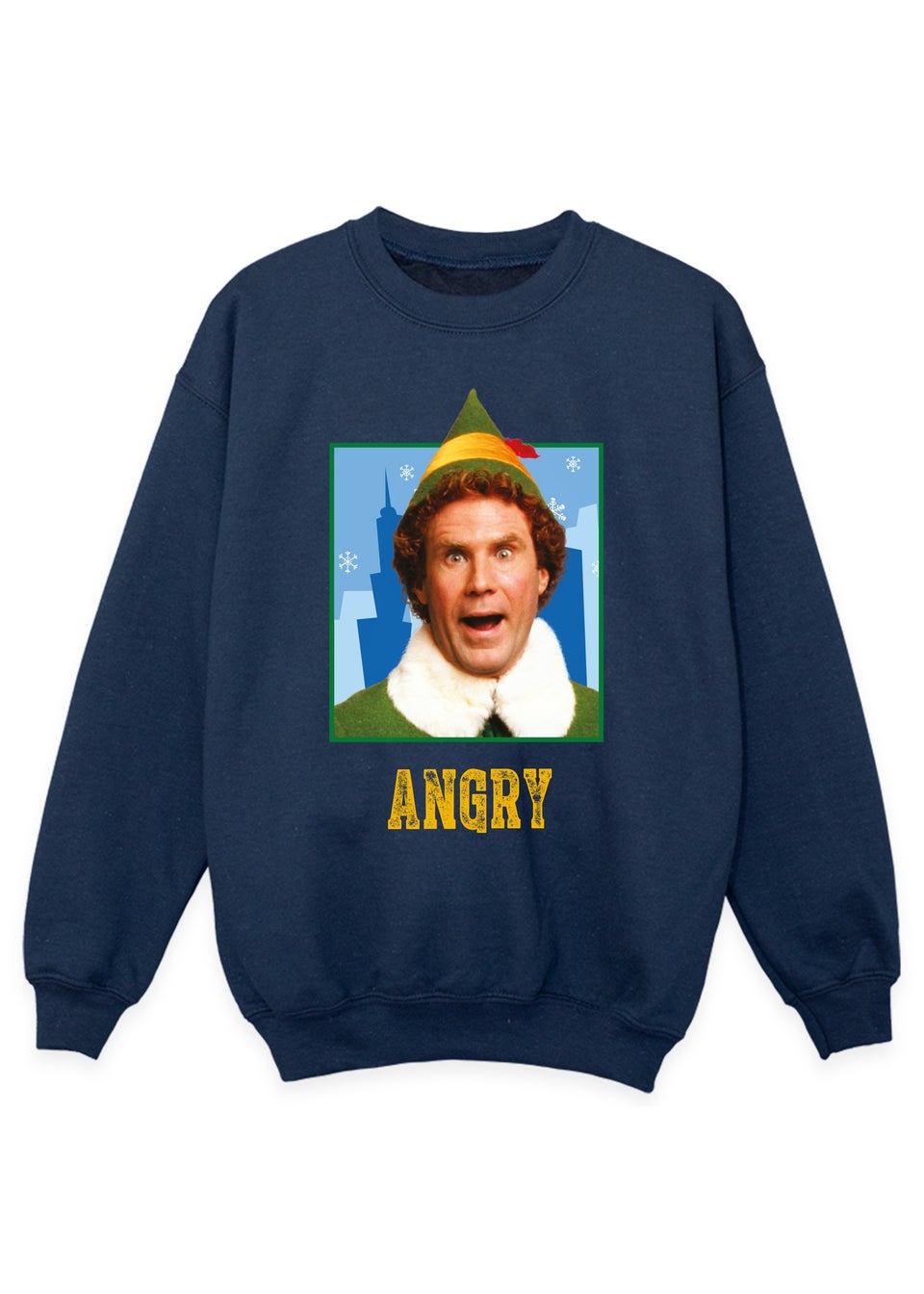 Elf Angry Christmas Boys Navy Blue Graphic Sweatshirt (3-13 Years)