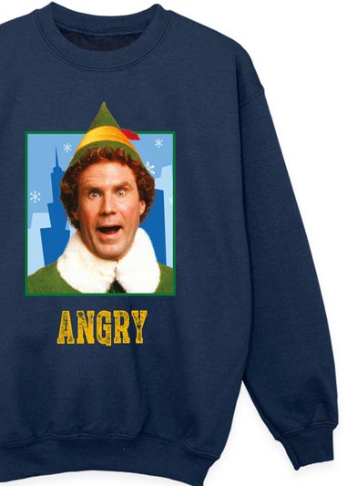 Elf Angry Christmas Boys Navy Blue Graphic Sweatshirt (3-13 Years)