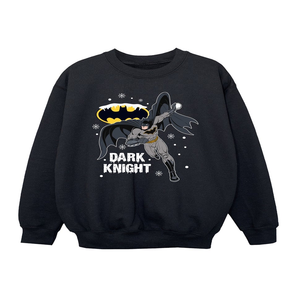 DC Comics Batman Dark Knight Christmas Boys Black Graphic Sweatshirt (3-13 Years)