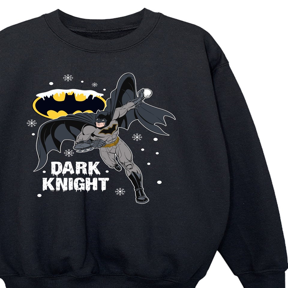DC Comics Batman Dark Knight Christmas Boys Black Graphic Sweatshirt (3-13 Years)