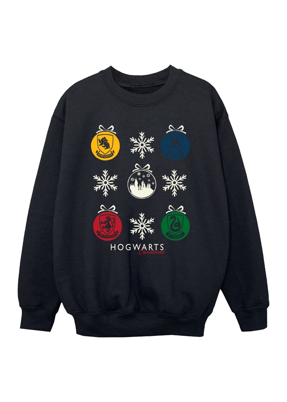 Harry Potter Christmas Baubles Girls Black Graphic Sweatshirt (3-13 Years)