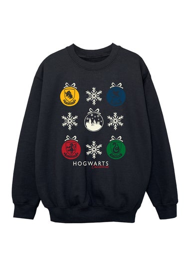 Harry Potter Christmas Baubles Girls Black Graphic Sweatshirt (3-13 Years)