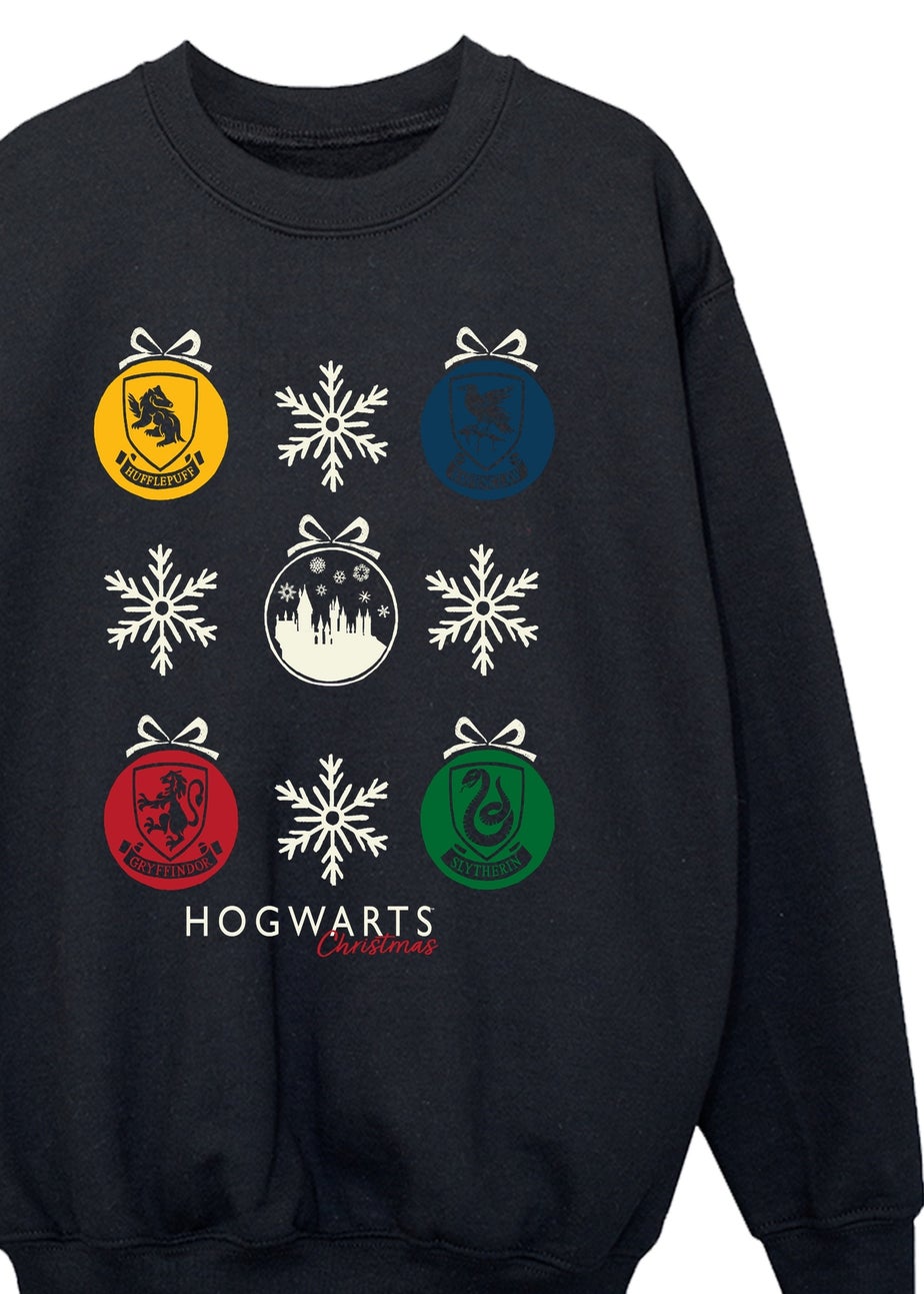 Harry Potter Christmas Baubles Girls Black Graphic Sweatshirt (3-13 Years)