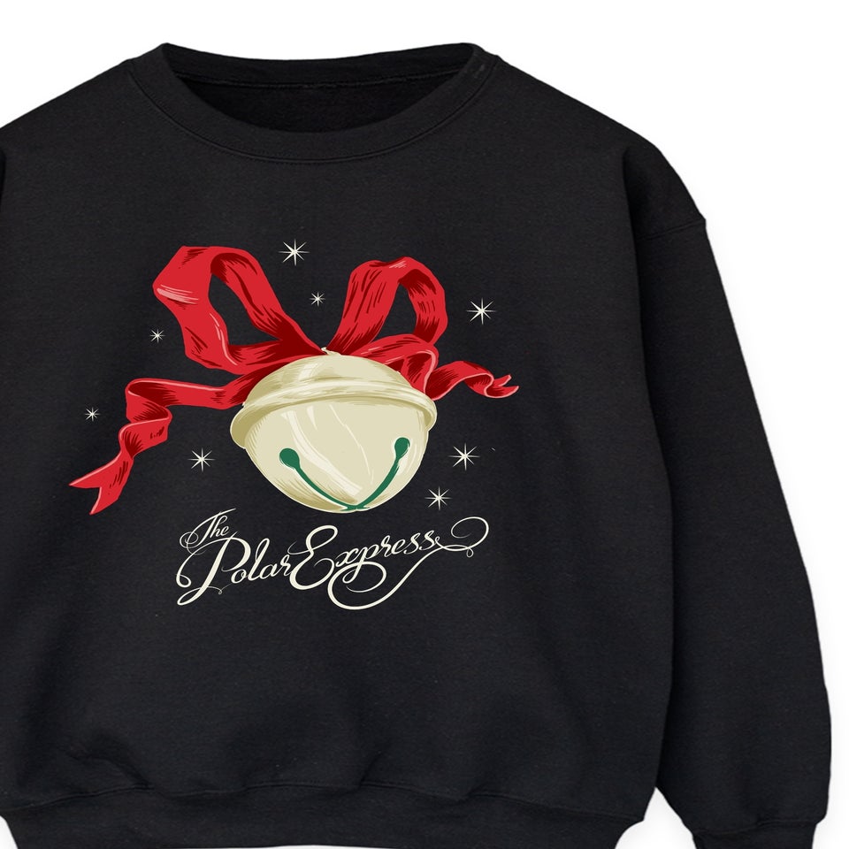 The Polar Express Bow Bell Christmas Black Graphic Sweatshirt
