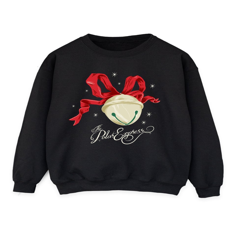 The Polar Express Bow Bell Christmas Black Graphic Sweatshirt