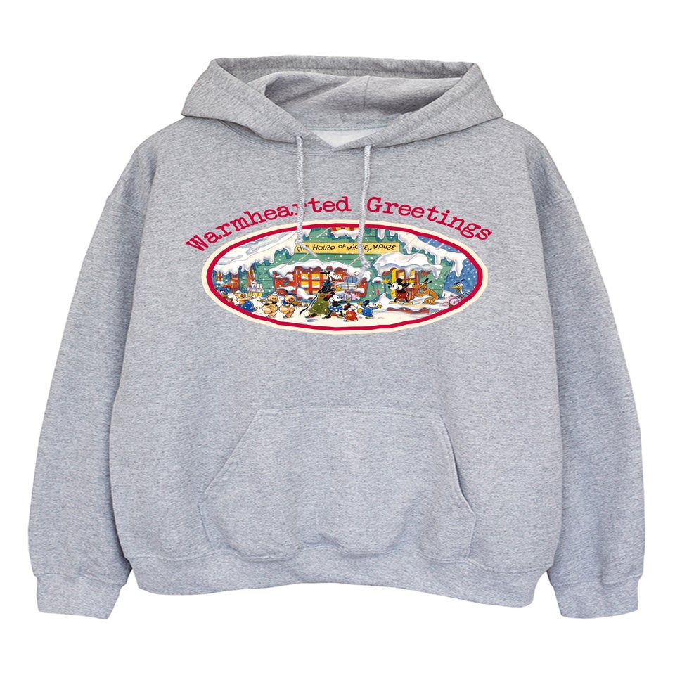 Disney Mickey Mouse Warmhearted Christmas Grey Graphic Hoodie