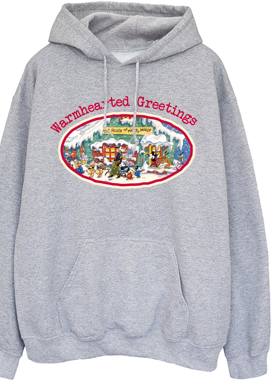 Disney Mickey Mouse Warmhearted Christmas Grey Graphic Hoodie