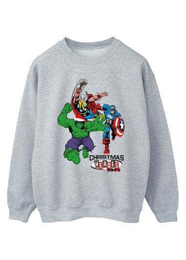 Marvel Christmas Heroes Grey Graphic Sweatshirt