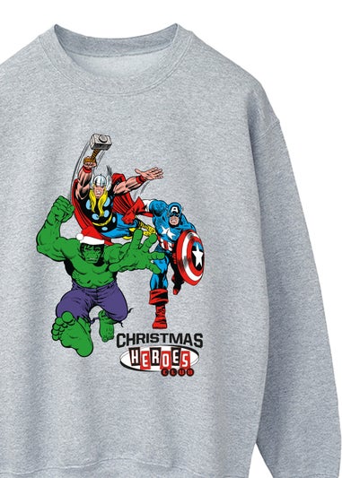 Marvel Christmas Heroes Grey Graphic Sweatshirt