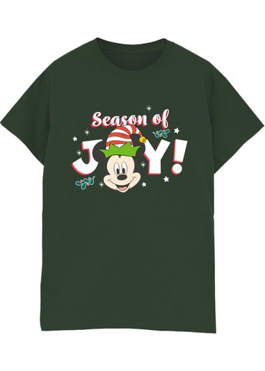 Disney Mickey Mouse Holly Jolly Christmas Forest Green Graphic T-Shirt