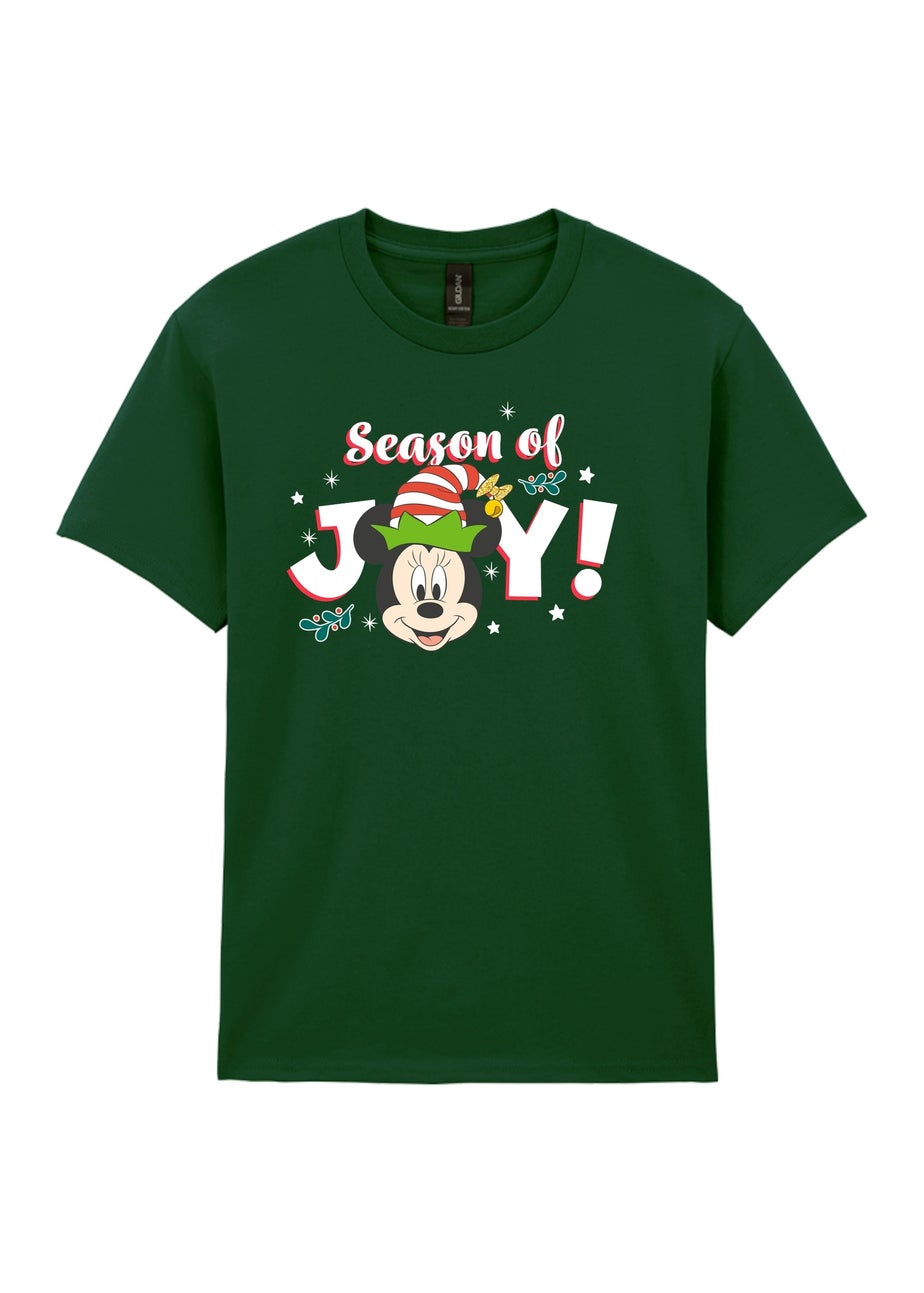 Disney Minnie Mouse Holly Jolly Christmas Girls Forest Green Graphic T-Shirt (3-13 Years)