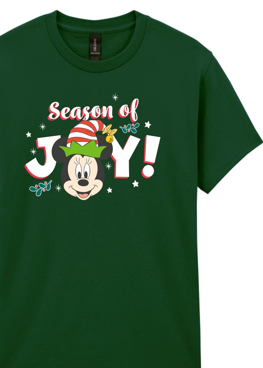 Disney Minnie Mouse Holly Jolly Christmas Girls Forest Green Graphic T-Shirt (3-13 Years)