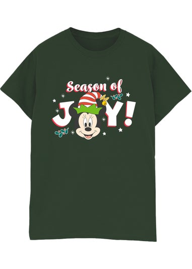 Disney Minnie Mouse Holly Jolly Christmas Forest Green Graphic Boyfriend Fit T-Shirt