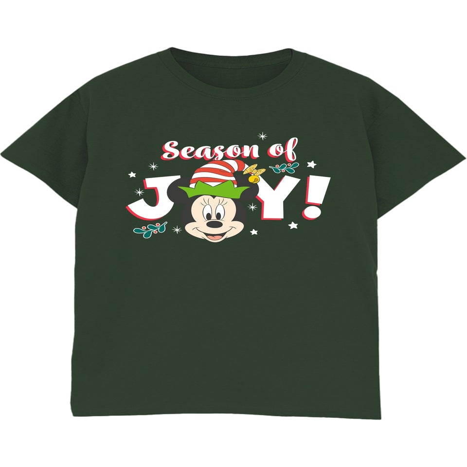 Disney Minnie Mouse Holly Jolly Christmas Forest Green Graphic Boyfriend Fit T-Shirt