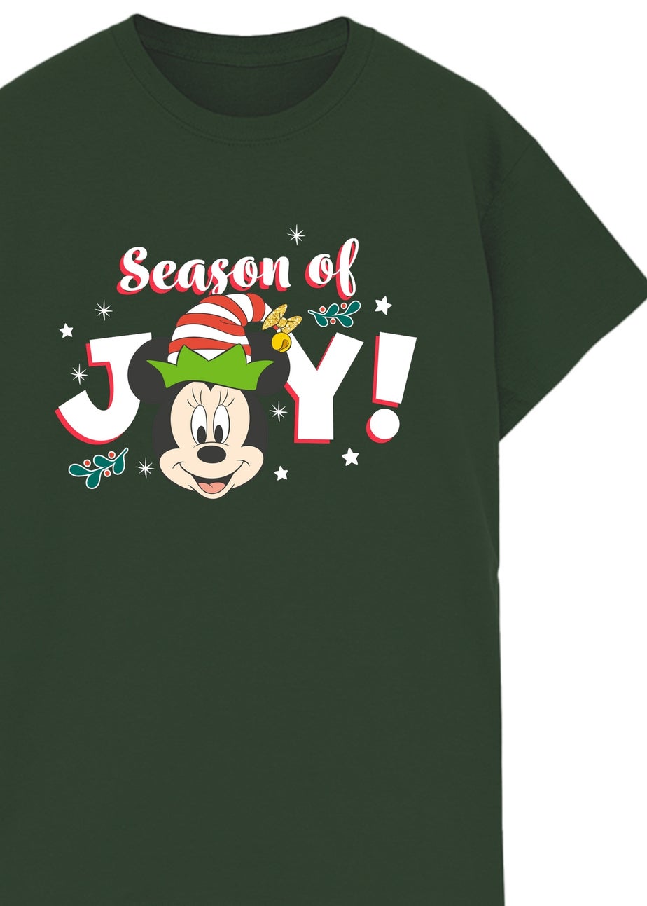 Disney Minnie Mouse Holly Jolly Christmas Forest Green Graphic Boyfriend Fit T-Shirt