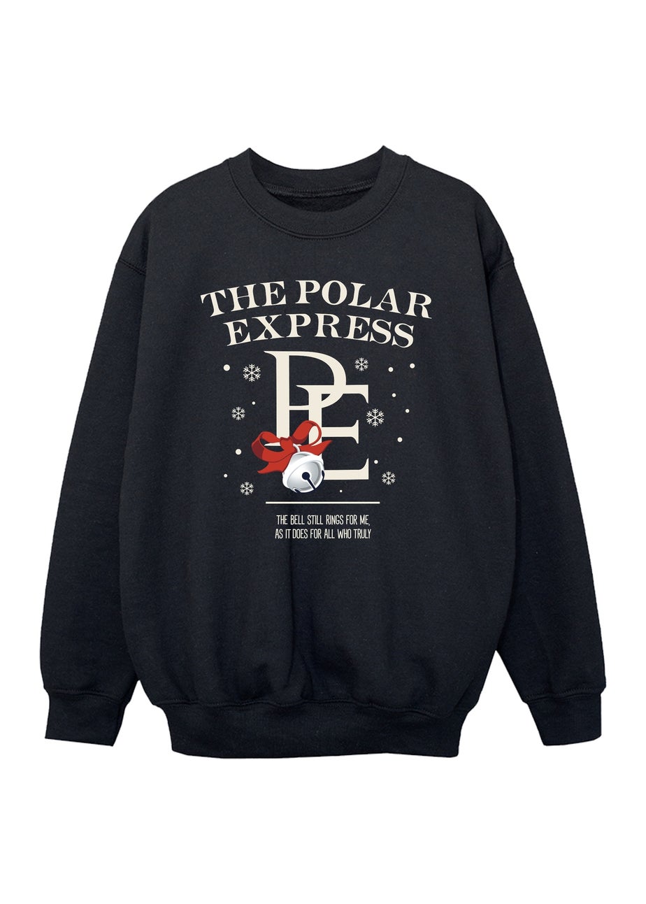 The Polar Express Bell Still Ring Christmas Girls Black Graphic Sweatshirt (3-13 Years)