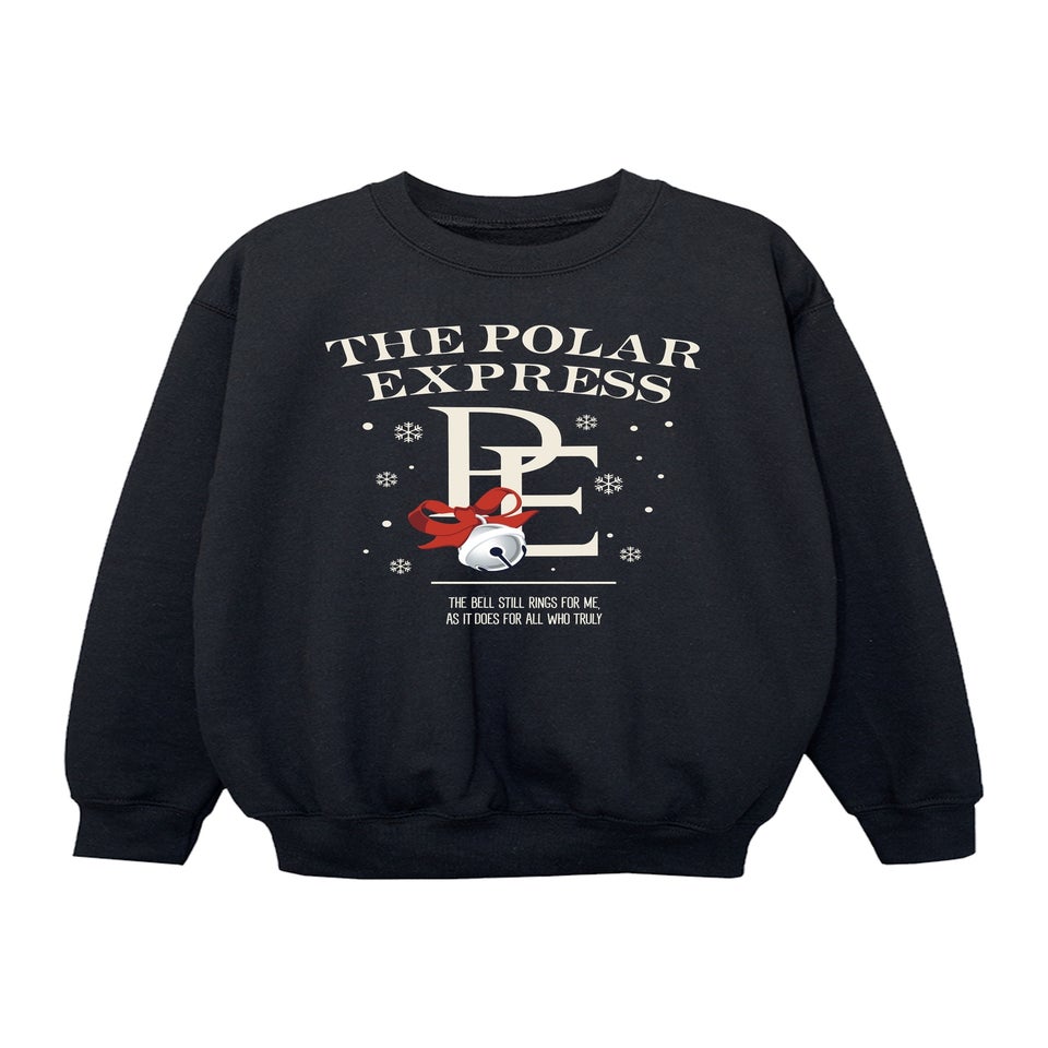 The Polar Express Bell Still Ring Christmas Girls Black Graphic Sweatshirt (3-13 Years)