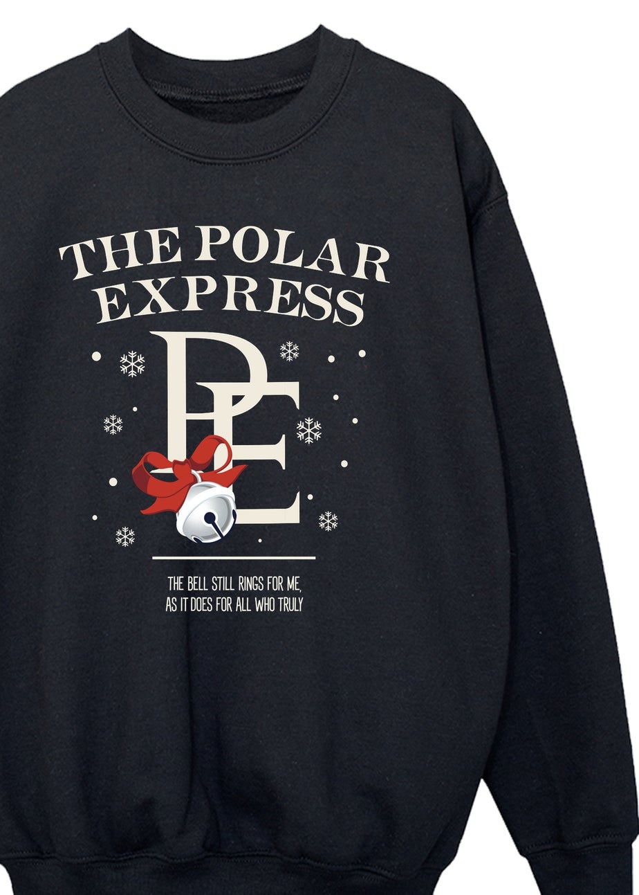 The Polar Express Bell Still Ring Christmas Girls Black Graphic Sweatshirt (3-13 Years)