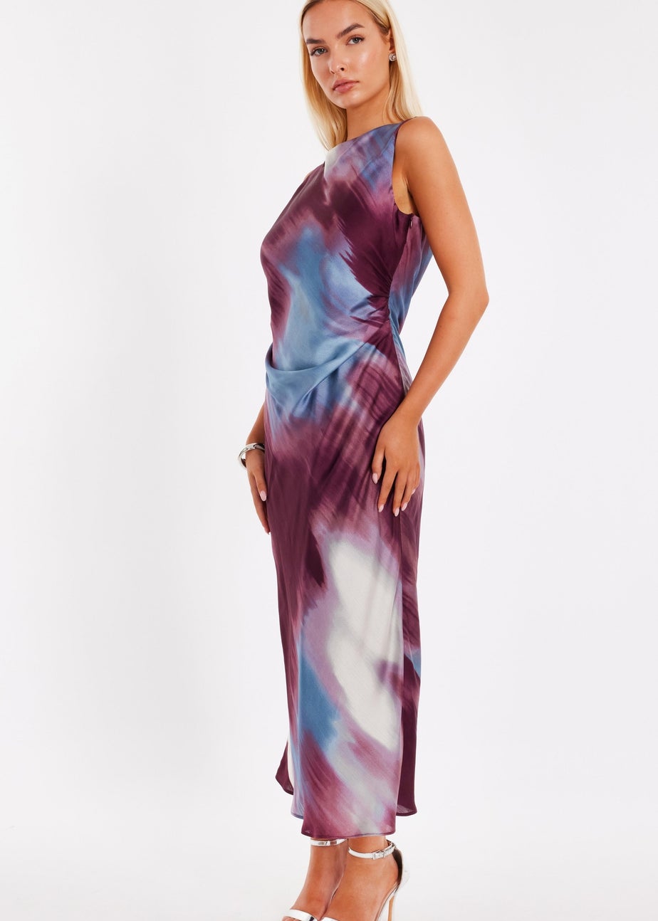 Quiz Multi Printed Satin Midaxi Dress