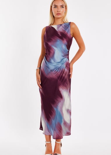Quiz Multi Printed Satin Midaxi Dress