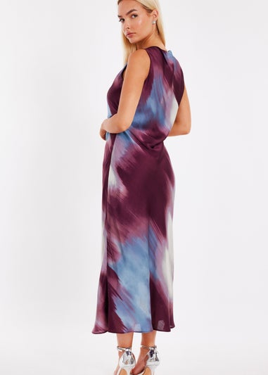 Quiz Multi Printed Satin Midaxi Dress