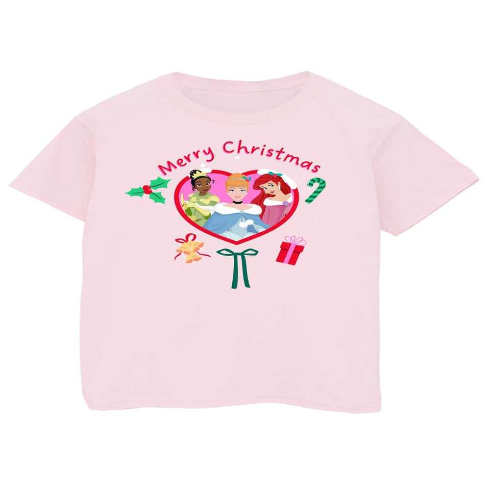 Disney Princess Merry Christmas Girls Pink Graphic T-Shirt (3-13 Years)