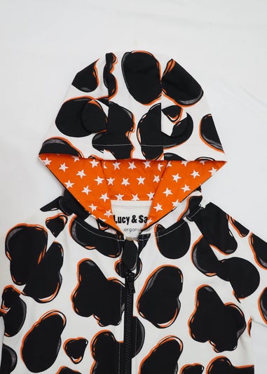 Lucy & Sam Black Cow Hooded Romper (3 Months to 24 Months)