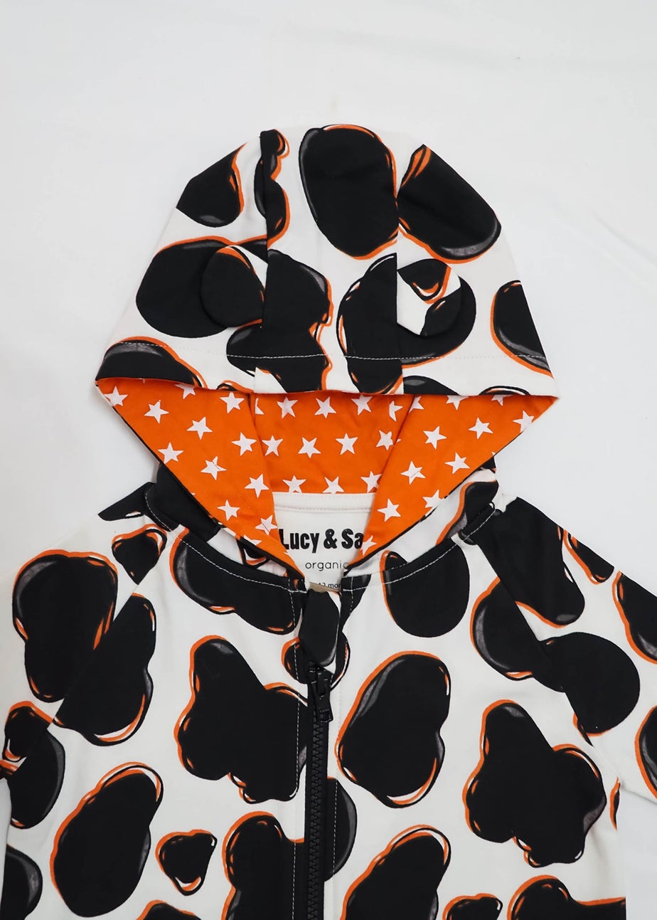 Lucy & Sam Black Cow Hooded Romper (3 Months to 24 Months)