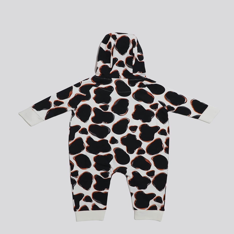 Lucy & Sam Black Cow Hooded Romper (3 Months to 24 Months)
