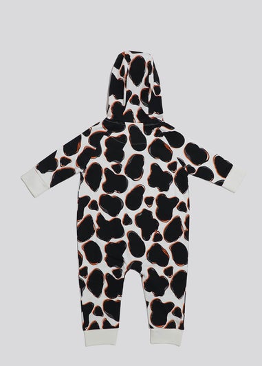 Lucy & Sam Black Cow Hooded Romper (3 Months to 24 Months)