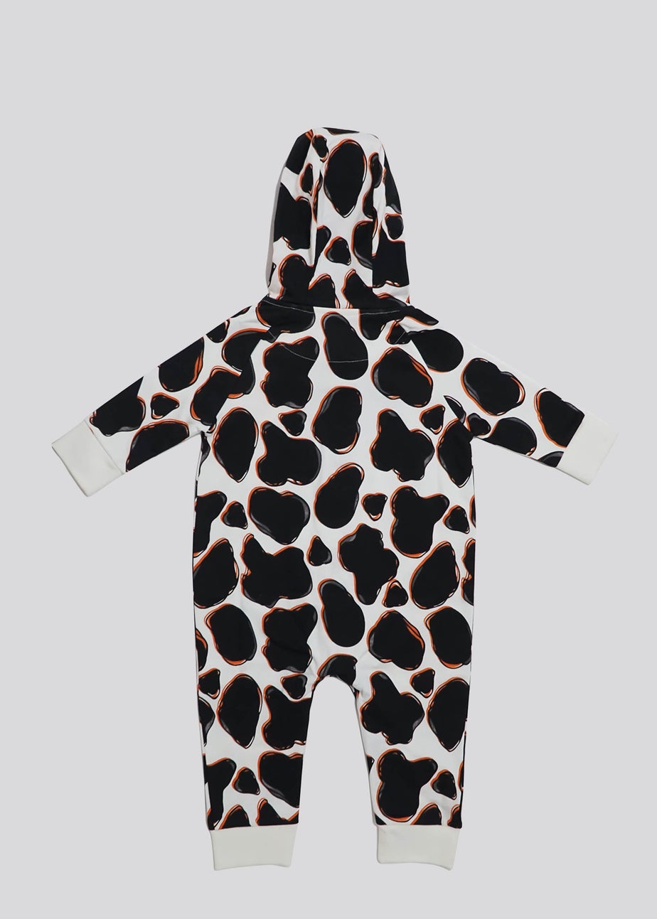 Lucy & Sam Black Cow Hooded Romper (3 Months to 24 Months)