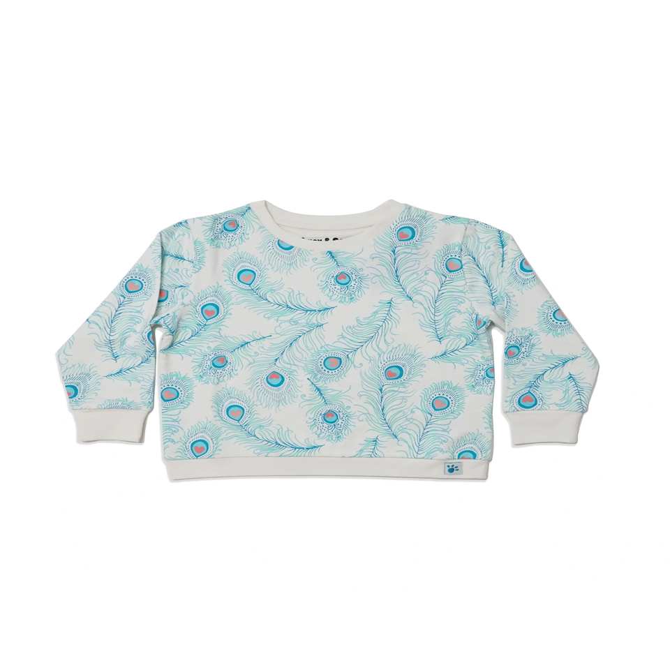 Lucy & Sam White Peacock Crew Sweat (9 Months to 6 Years)