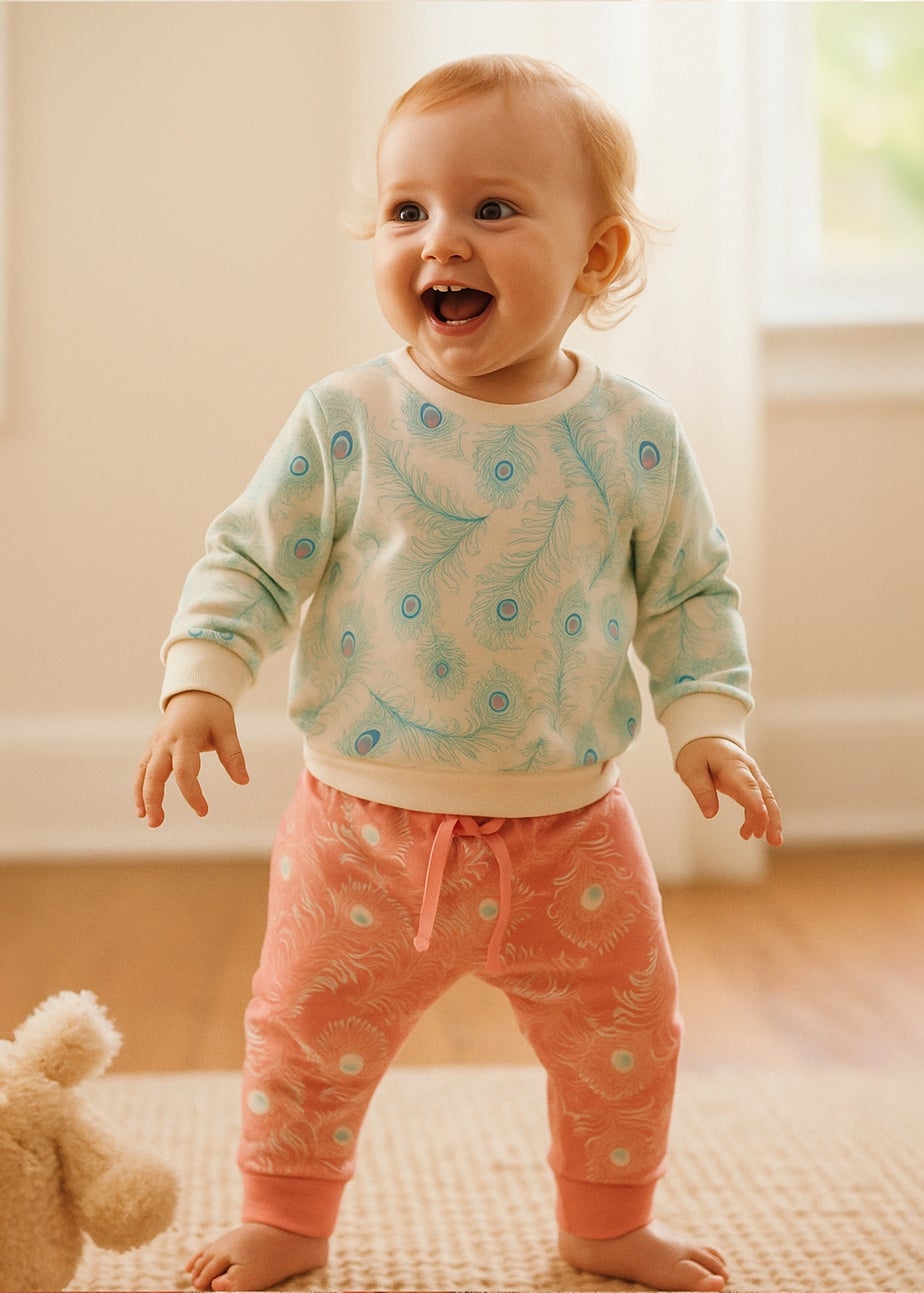 Lucy & Sam White Peacock Crew Sweat (9 Months to 6 Years)