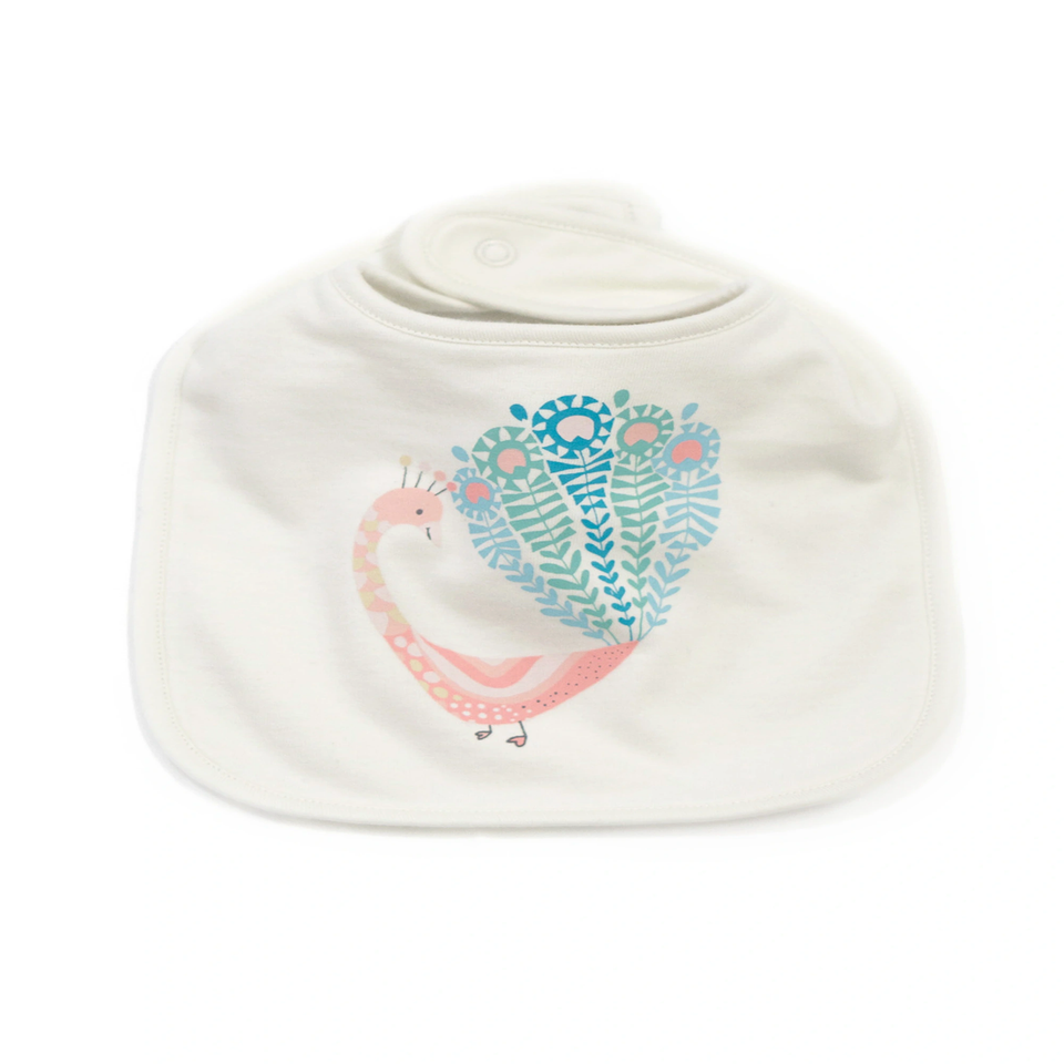 Lucy & Sam White Peacock Bib