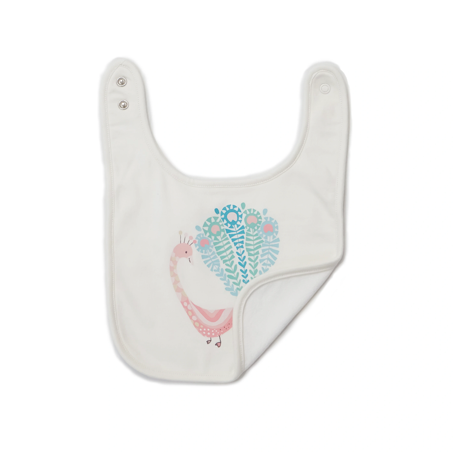 Lucy & Sam White Peacock Bib