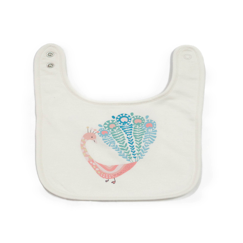 Lucy & Sam White Peacock Bib