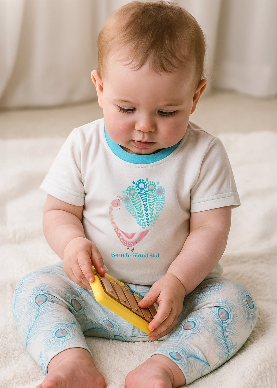 Lucy & Sam Pink Peacock 2 Pack Leggings (6 Months to 6 Years)