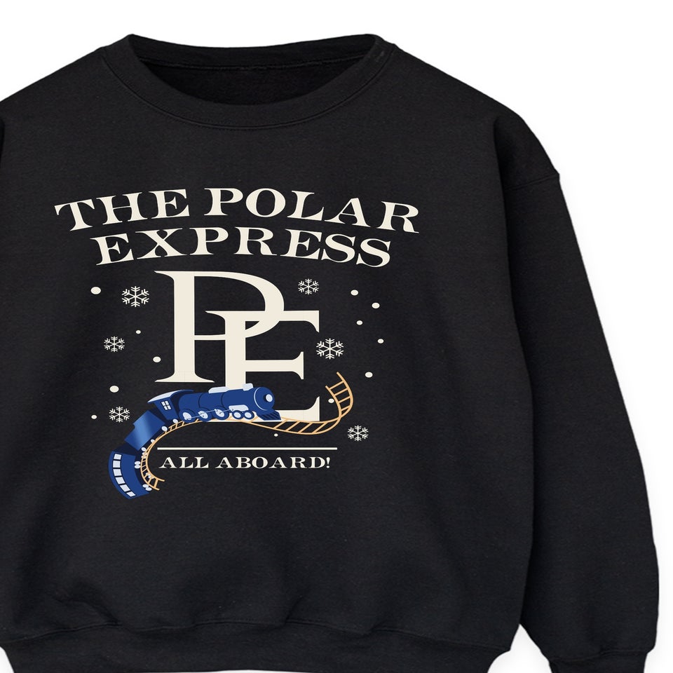 The Polar Express All Aboard Christmas Black Graphic Sweatshirt