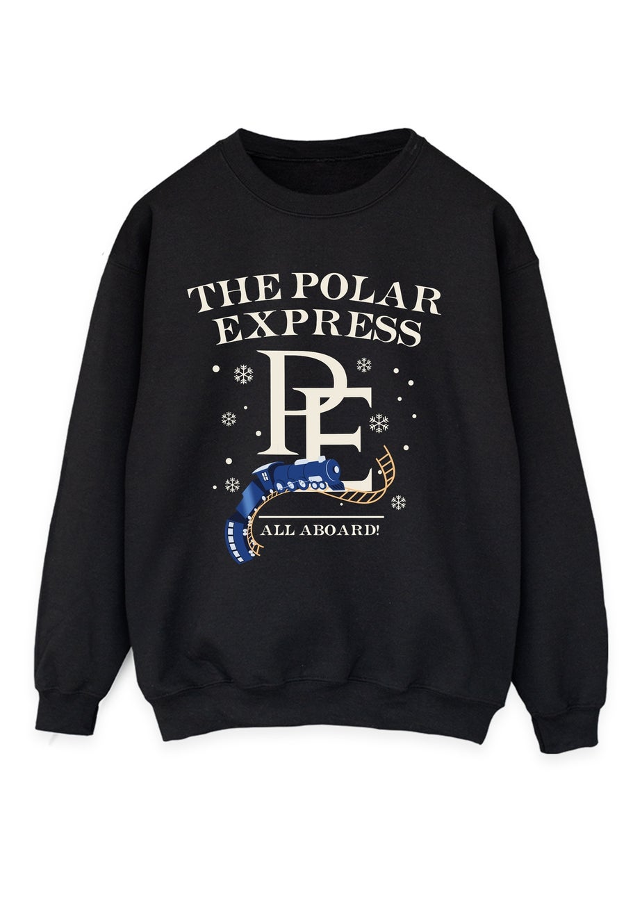The Polar Express All Aboard Christmas Black Graphic Sweatshirt