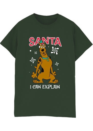 Scooby Doo Santa's Helper Christmas Forest Green Graphic T-Shirt
