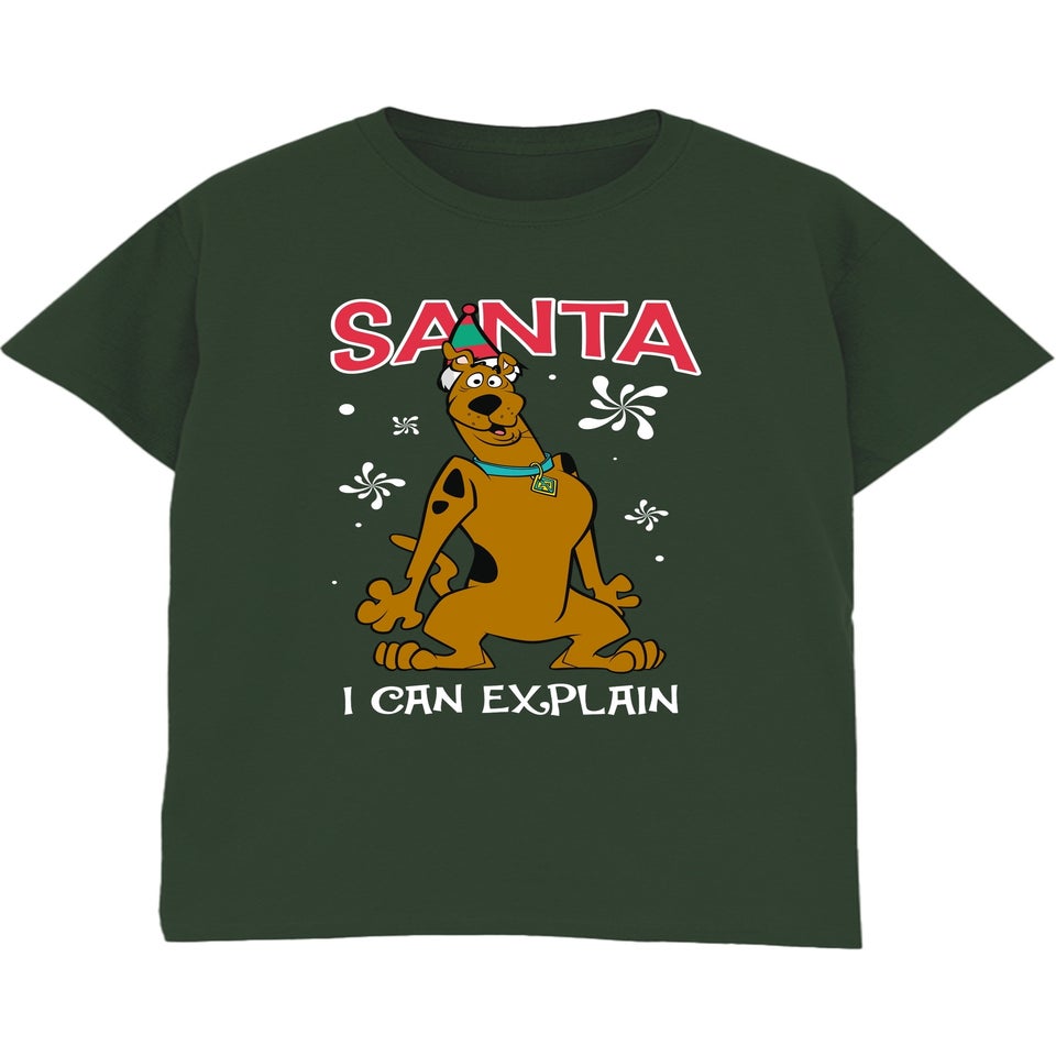 Scooby Doo Santa's Helper Christmas Forest Green Graphic T-Shirt