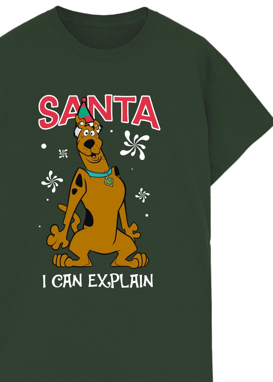 Scooby Doo Santa's Helper Christmas Forest Green Graphic T-Shirt