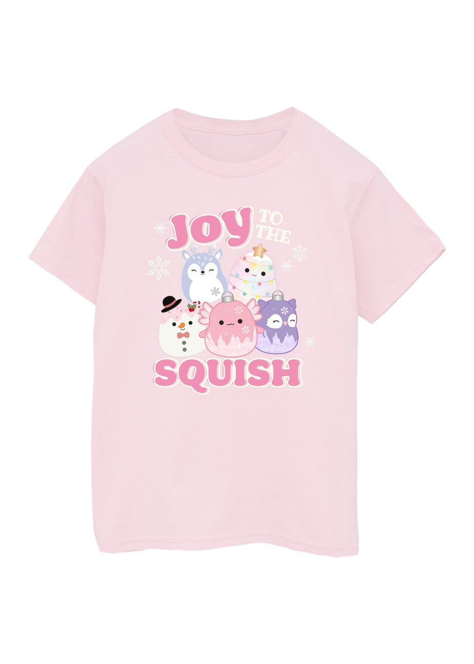 Squishmallows Joy To The Squish Christmas Girls Pink Graphic T-Shirt (5-13 Years)