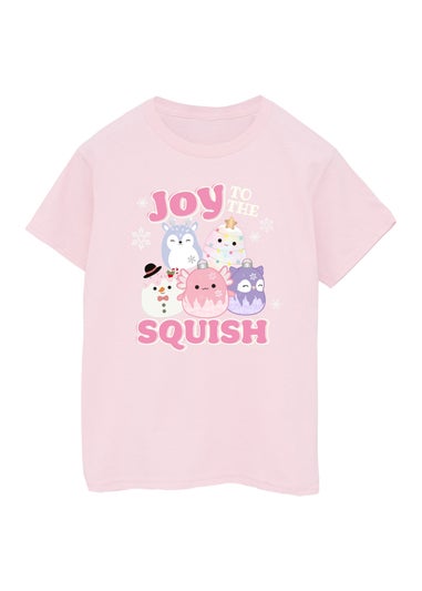 Squishmallows Joy To The Squish Christmas Girls Pink Graphic T-Shirt (5-13 Years)