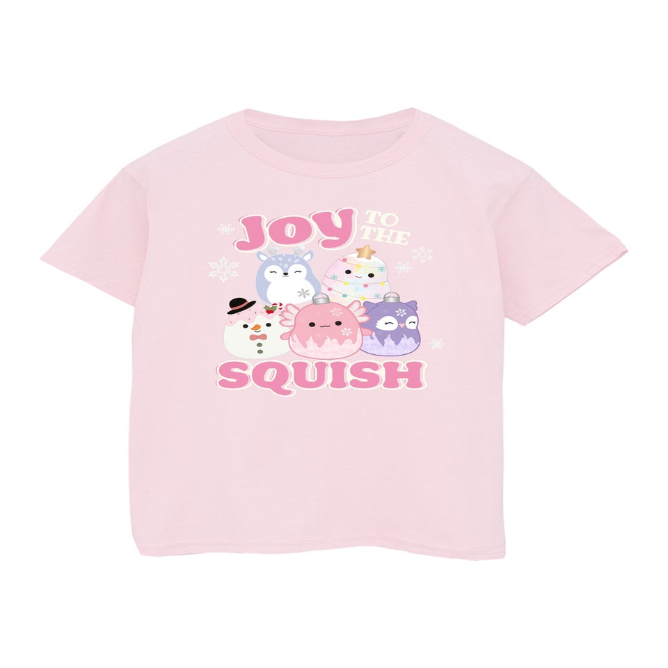 Squishmallows Joy To The Squish Christmas Girls Pink Graphic T-Shirt (5-13 Years)