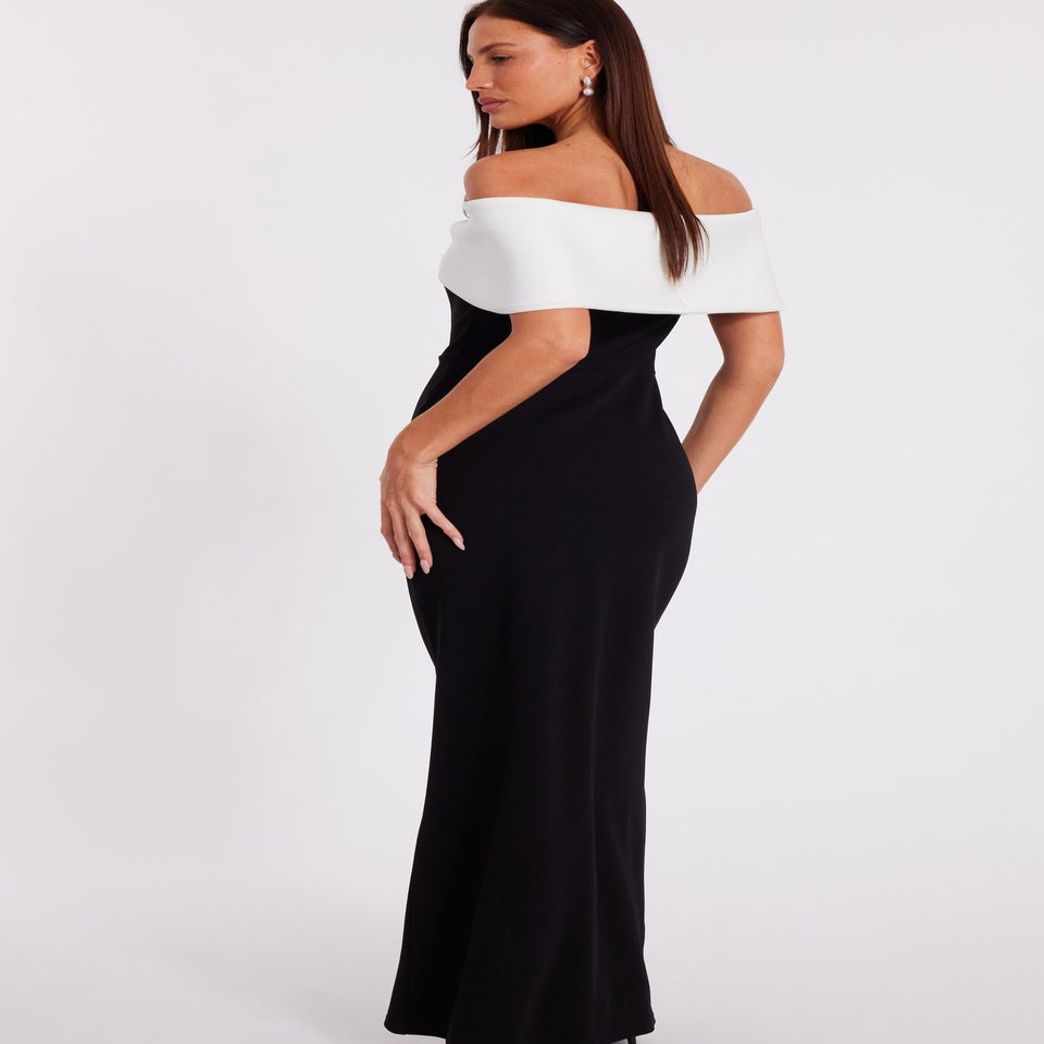 Quiz Black Contrast Bardot Maxi Dress